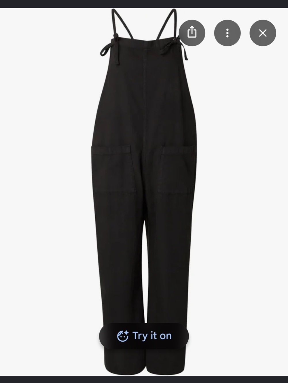 MANGO Black Wide-Leg Denim Overalls